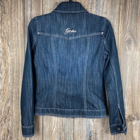 Guess Blue Jean Denim Jacket Button Up Coat - Picture 2 of 7